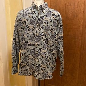 Men’s button down Robert Graham paisley and corduroy shirt size L